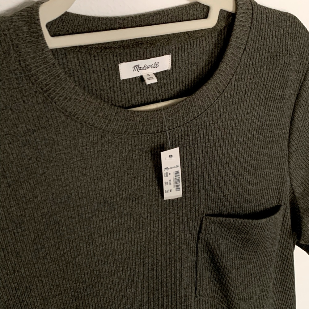 Madewell Short Sleeve Ribbed Sweater Dress